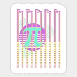 Neon Pi Day Retro 80s Sticker